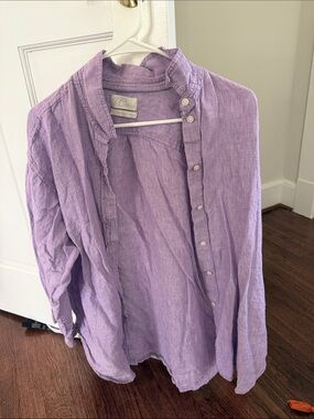 J. Crew Lavender Button-Up Linen Shirt